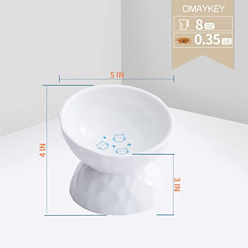 Ceramic Raised Cat Bowls, Tilted Elevated Cat Food And Water Bowls Set, Porcelain Stress Free Pet Feeder Bowl Dish For Cats And Small Dogs, Dishwasher And Microwave Safe, White & White, Set Of 2 #TOP1