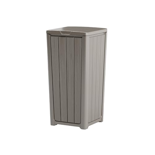 Image of 23 Gallon Outdoor Trash Can Waterproof Resin Garbage Can with Lid Outside Trash Bin for Porch Backyard, Deck, Patio, Kitchen Trash Can