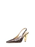 Michael Kors Women's Electra Sling Pump, Chocolate/Croc Embossed Leather, 7