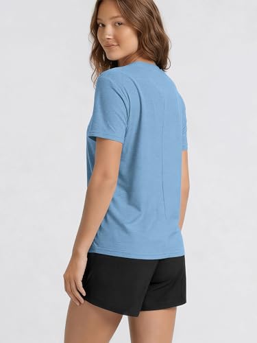 Image of ODODOS Women's Performance Cropped Tee Ultra Soft odSTRATUM Tech Short Sleeve Relaxed Top Crew Neck T-Shirts