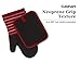 Cuisinart Neoprene Oven Mitts and Potholder Set-Heat Resistant Oven Gloves to Protect Hands and Surfaces with Non-Slip Grip, Hanging Loop-Ideal for Handling Hot Cookware Items, Twill Stripe Red Dahlia