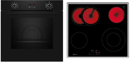 NEFF BX46PB0 - Juego de cocina compuesto por B2CCG6AK3 60 x 60 cm, autolimpieza de pirólisis, CircoTherm, pantalla LED y placa eléctrica T16SBN1L0, zona de tostado, control táctil, marco de acero