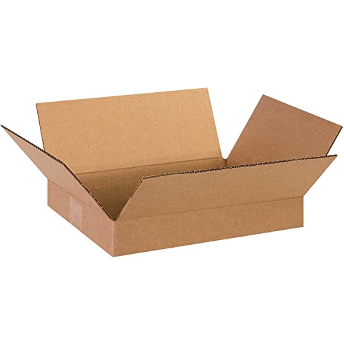 Image of BOX USA Shipping Boxes Flat 13 inchL x 10 inchW x 2 inchH, 25-Pack | Corrugated Cardboard Box for Packing, Moving and Storage