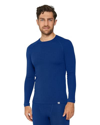 DANISH ENDURANCE Maglia Termica Uomo in Lana Merino, Manica Lunga, per Sci, Trekking, Escursionismo con o Senza Chiusura Zip, Navy, S
