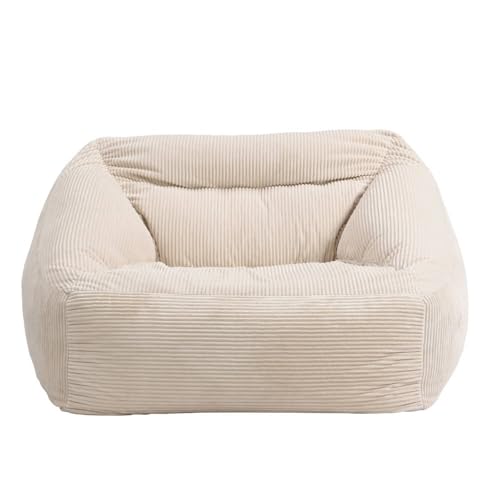 Home Deluxe - Sitzsack Cozy - Stoff: Samt Cord, Farbe: Beige - Maße: 100 x...