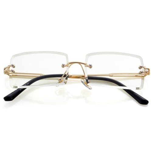 Image of Rectangle Sunglasses for Women Men Fashion Retro Rimless Frameless Tinted Lens Sun Glasses Shades 2026 Stylish