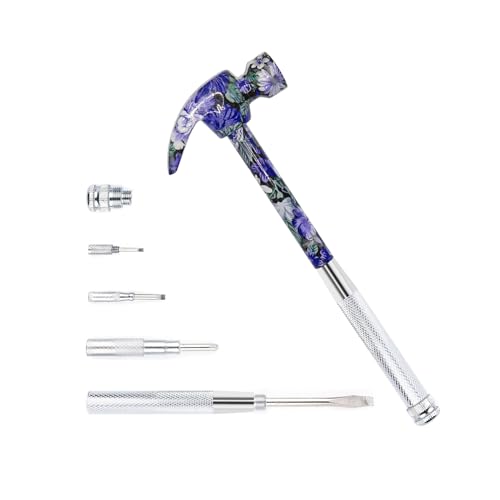LANDIBO 6-in-1 Multi-Tool Camping Hammer Set with Slotted/Flat Head Phillips Screwdriver for Mechanical Maintenance, Interior Decoration, Outdoor Adventures, Best Gift (purple)