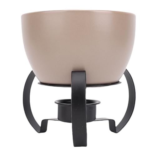 Naroote Olla para Fundir Chocolate, Olla de Cerámica para Fondue de Queso con Soporte Metálico Desmontable, Conducción Uniforme Del Calor, Fundidor de Chocolate de Estilo Europeo (GRAY)
