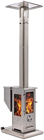 90,000 BTU Stainless Steel Outdoor Patio Heater, 12 Ft Heating Radius, Wood Pellet Fired (Big Timber | Revere Edition))