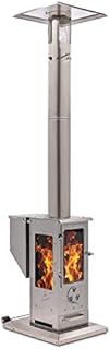 90,000 BTU Stainless Steel Outdoor Patio Heater, 12 Ft Heating Radius, Wood Pellet Fired (Big Timber | Revere Edition))