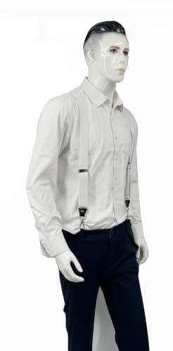 Image of Mens Suspenders with 3 Swivel Hooks Belt Loops 1.4 Inch Wide Heavy Duty Adjustable Braces