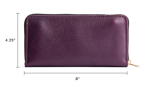 Portland Leather Goods Women's Accordion Zip Wallet – Handcrafted in Durable, Full-Grain Leather – 8 Card Slots & Secure Zippered Pocket – Plum2
