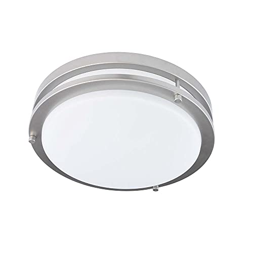 Good Earth Lighting Jordan 11-inch LED Flush Mount – Satin Nickel, Dimmable, 1100 Lumen, 3000K, 50,000 Hour Rated Lamp Life