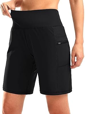 G Gradual Women's High Waisted 9" Bermuda Shorts with Zipper Pockets Athletic Workout Long Shorts fo...