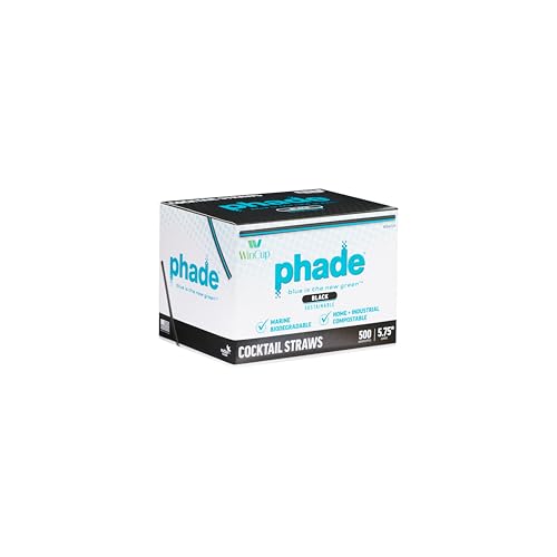 phade Popotes Jumbo Cóctel Negro Con Raya Azul 6 Pack miniatura 1