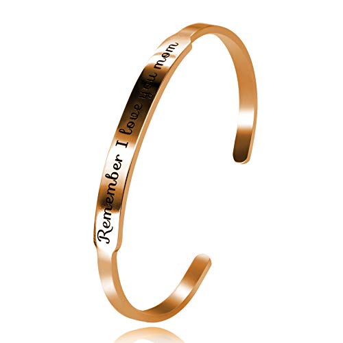 Image of Uloveido Charm Comfort Fit Stainless Steel Bangle Remember I Love You Mom Initial Cuff Bracelet Mother Day Mother's Gifts Y458