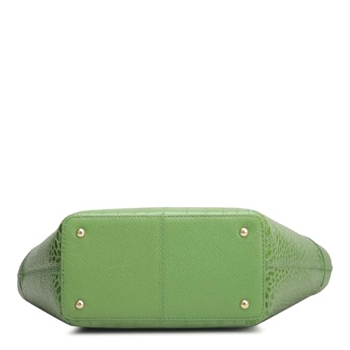 Image of Da Milano Genuine Leather Green Satchel (Small)