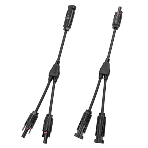 Intckwan Solarpanel Y Stecker, Ip67, F/M/M und M/F/F, Solarpanel Kabel Anschlüsse Y Verteiler, Kompatibel mit 2,5mm2-6mm2 Photovoltaik Steckverbinder, Schwarz