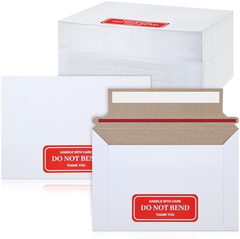 45-Pack 6.5x4.5 Rigid Cardboard Envelopes – Photo Shipping Mailers, Recyclable