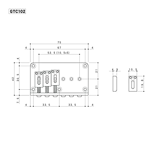Gotoh® GTC 102 Standard Series Hard Tail Bridge Non Tremolo Bridge for Electric Guitar - Colour: Chrome - Image 3