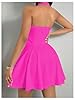 GORGLITTER Women's Halter A Line Mini Dress Sleeveless High Waist Swing Party Cocktail Dresses Hot Pink Small #1