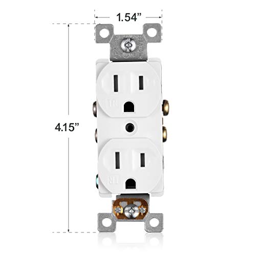 Faith [10-Pack] Duplex Receptacle Outlet, Tamper-Resistant 3-Prong Outlet Receptacle, 3-Wire, Self-Grounding, 2-Pole,15A 125V, Ul Listed, White #TOP4