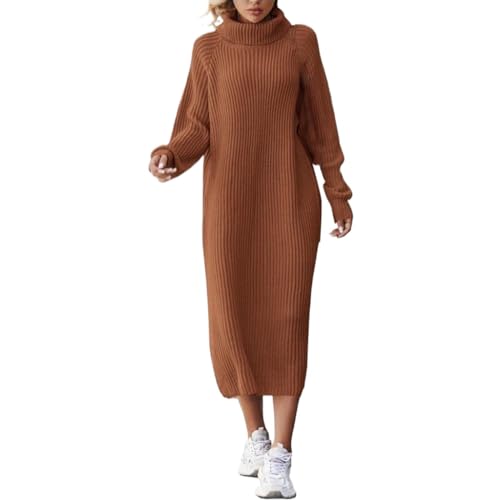 strickkleid damen strand Strickkleid Oversize Rollkragen Kleid Winter Warme Pulloverkleid Lang Basic Winterkleider Warm Dicke Kleid Elegant...