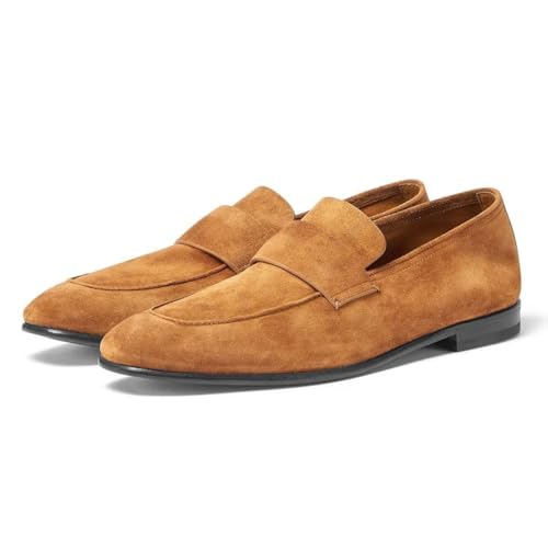 FOWT Men Retro Round Toe Slip On Loafers Flat Heel Comfy Casual Daily Shoes Size 4-16 US3