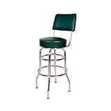 Budget Bar Stools 1958GRN Double Ring Commercial Bar Stool with Back, 20