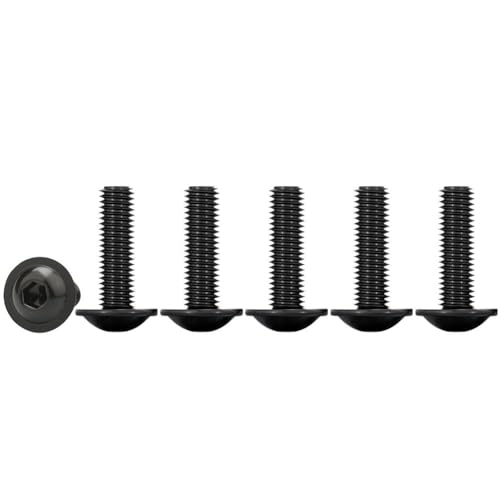 25 Stück M6 x 20mm Schrauben Edelstahl, Flachkopfschrauben M6 mit Flansch und Innensechskant, Schrauben Schwarz linsenkopfschrauben M6 A2 V2A Gewindeschrauben Vollgewinde