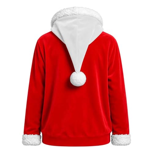 TRCELECTROP Christmas Sweatshirts for Women 2026 Long Sleeves Fleece Santa Hoodies Xmas Hooded Sweatshirt with Christmas Hat Watermelon Red - image 4