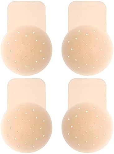 AUDELN Adhesive Bra Strapless Sticky Invisible Push up Silicone Bra for Backless Dress with Nipple Covers Nude
