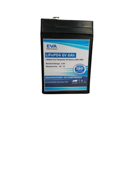 eva 6v 6ah lifepo4 battery, 2000+ cycles rechargeable lithium iron phosphate battery pack with bms for emergency light, lantern, kids ride on car, deer game feeder