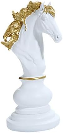 Paquete de 3 adornos de estatua de ajedrez King Queen Knight Escultura de resina para decoración de manualidades para el hogar, oficina, escritorio,