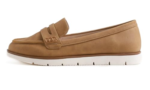 Image of FEVERSOLE Women's Comfort Penny Loafer Geniune Leather Insole Flexible Walking Driving Shoes