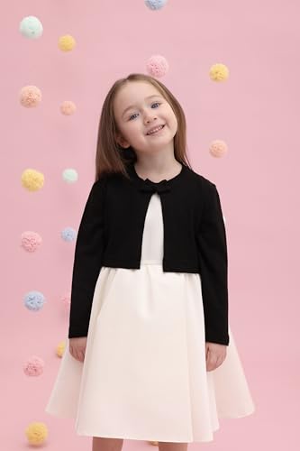 Lilax Little Girls' Knit Long Sleeve Bowknot Closure Bolero Cardigan2
