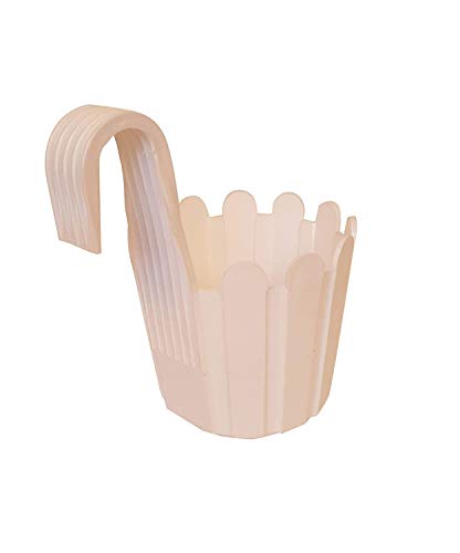 OSHIGREENS Plastic Hanging Planter for Indoor Or Outdoor Plants Hanging Flower Pot for Garden, Balcony - Pack of 5 (White, Standard)