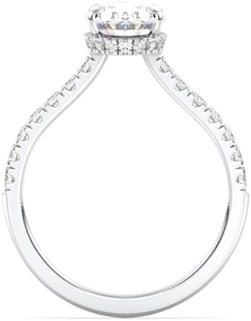 Certified 2.5 Carat Oval Moissanite Engagement Ring for Women, D Color VVS1, 925 Sterling Silver with 18K White Gold Plating, Hidden Halo Solitaire Bridal Ring - Image 4