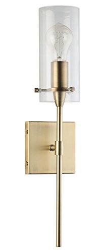 Effimero Vanity Light Fixture – Brushed Brass w/Clear Cylinder - Linea di Liara LL-WL31-GLD