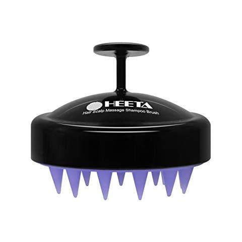 HEETA Shampoo Scalp Brush Massager Hair Growth, Scalp Scrubber with Soft Silicone Bristles for Hair Growth & Dandruff Removal, Hair Brush for Scalp Exfoliator, Black Cover