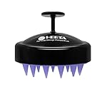 HEETA Scalp Massager Hair Growth, Soft Silicone Scalp Scrubber Shampoo Brush for Exfoliation, Dandruff Removal Head Massage Stress Relax, Wet & Dry Use for Thick Thin Curly Hair Care, Black