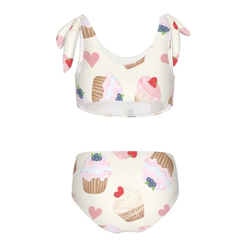 Girls Cupcake with Whipped Cream Patterns Swimsuit Two Pieces Bikini Set Bathing Suits Swimwear Crop Top Swimsuit Set2