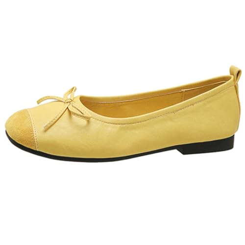 Women's pu Fashion Bow Tie Round Toe Soft Ballet Flat Shoes Comfortable Breathable Slip On Flat Dress Shoes for Wedding Party Prom - Main Image