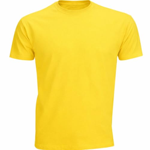 MFAZ Morefaz Ltd Klassisches Herren-T-Shirt aus 100 % Baumwolle 160 g/m Rundhalsausschnitt doppelt genäht Stoff und strapazierfähige Nähte gelb Einheitsgröße /4XL