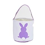 Molinka Sac de Pâques Panier de rangement lapin avec queue de lapin en peluche pour enfants chasse aux œufs bonbons cadeaux de Pâques, lilas