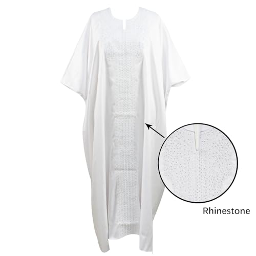 TIDOIRSA Loose African Dresses for Women,Hot Drilling Full Gown Embroidery Maxi Dress3