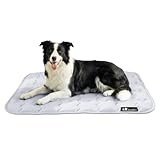 Luciphia Premium Dog Cooling Mat Non-Slip Q-MAX0.5 Self-Cooling Pad for Large Pet Indoor Portable Kennel Puppy Bed for Couch Summer Crate Pad for Dog Washable Light Grey 40x60 inches