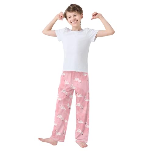 Aloha Flamingo Palm Tree Boys Long Pants Soft Trousers Elastic Waist Kids Lounge Bottoms with Pockets S-XL2