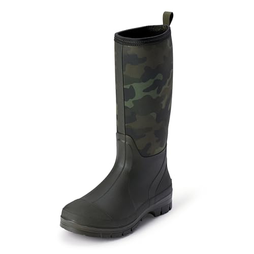 Image of Amazon Essentials Men's Waterproof Neoprene Wellington Boots, Camo Olive, 10 UK