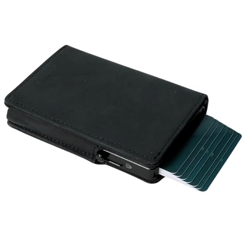 Pop-up Wallet | RFID Blocking Leather Minimalist Wallet | Slim Wallet for Men | Top Grain Leather, Holds up to 10 Cards Plus Cash…